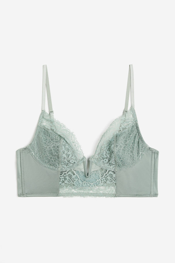 H&M Non-padded Lace Bustier Light Green