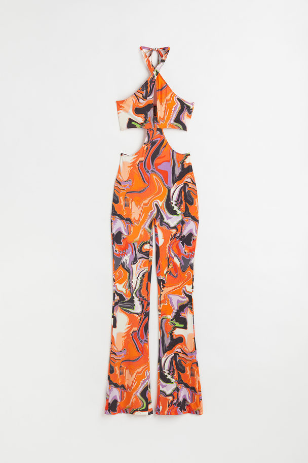 H&M Cut Out-jumpsuit Orange/mönstrad