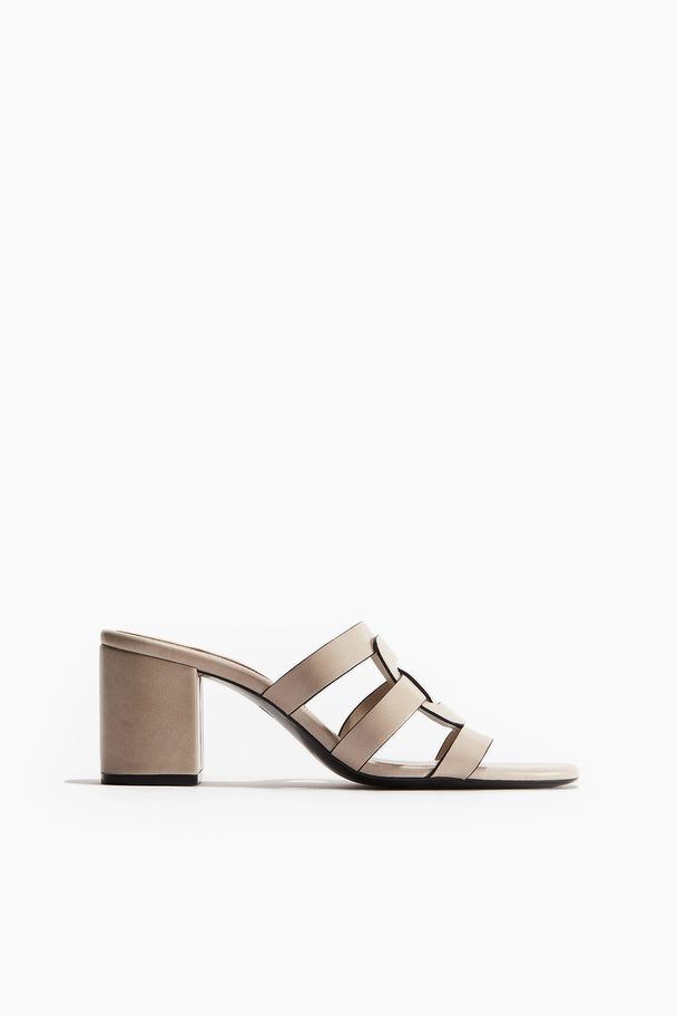 H&M Block-heeled Sandals Light Beige