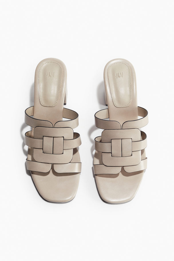 H&M Sandaletter Med Blockklack Ljusbeige