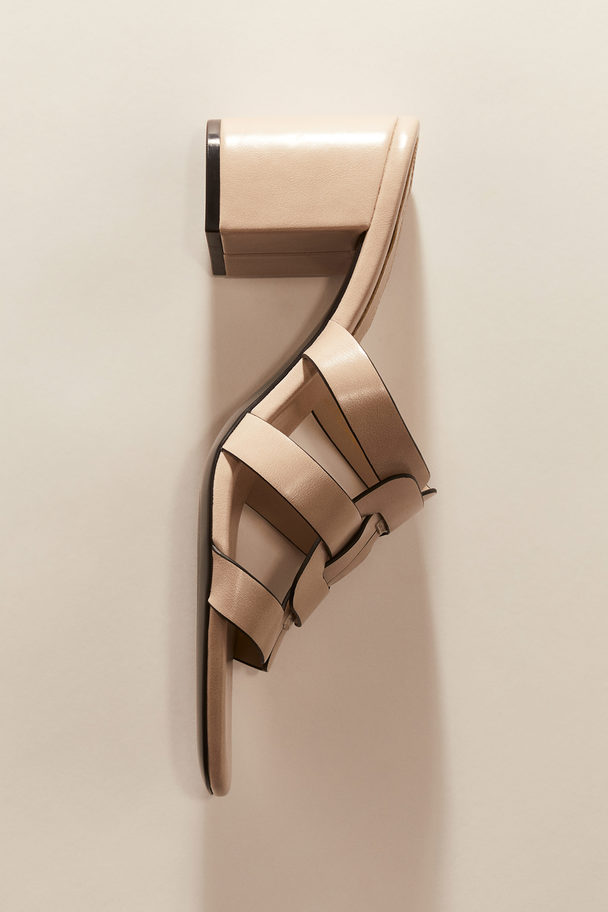 H&M Block-heeled Sandals Light Beige