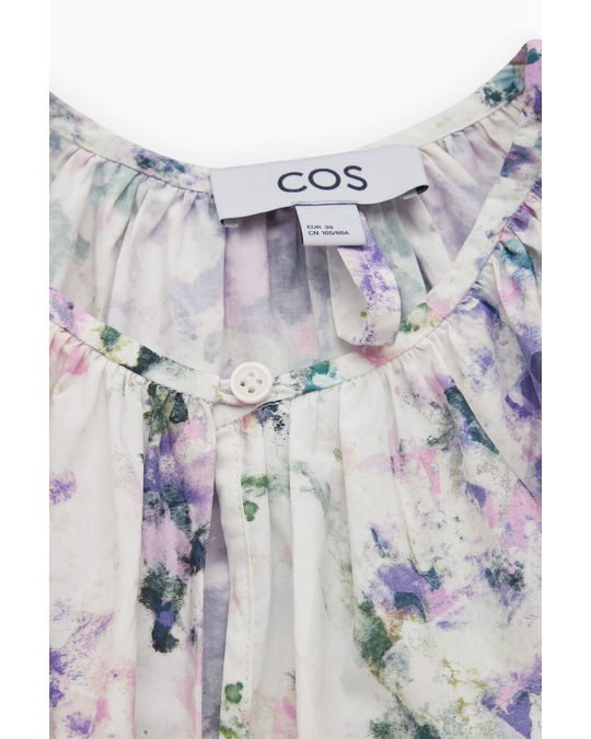 COS Tie-waist Floral-print Dress Light Pink
