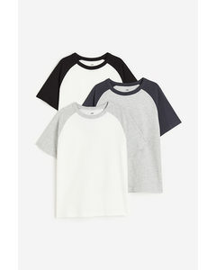 3-pak T-shirt Hvid/blokfarvet