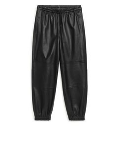 Leather Joggers Black