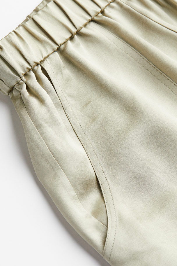 H&M Silk-blend Trousers Light Green