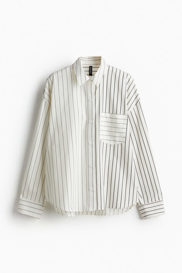 H&M Oversized Cotton Shirt Cream/striped