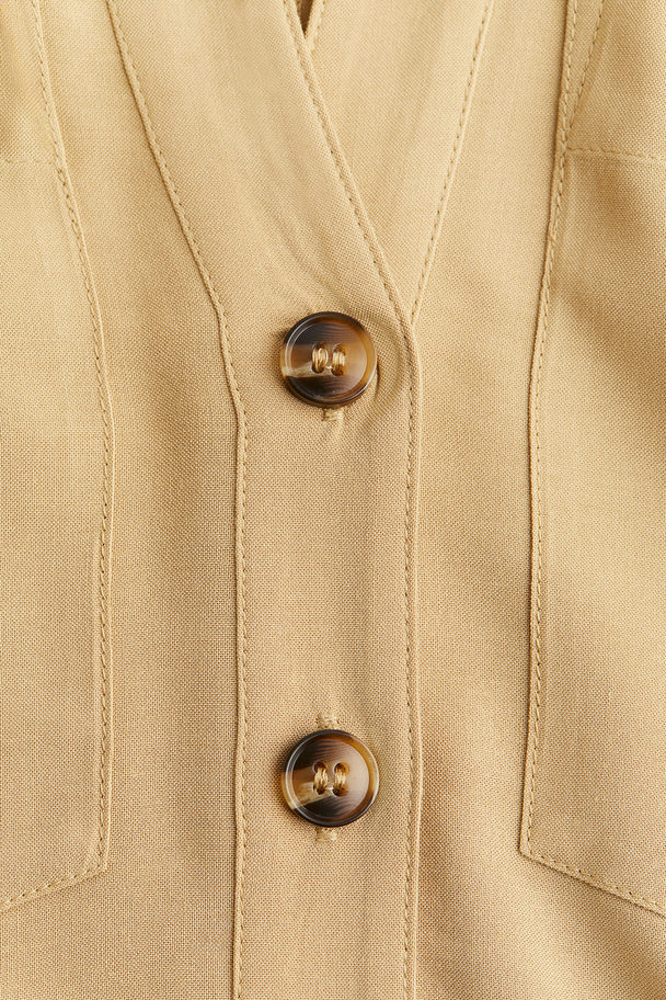 H&M Tie-belt Shirt Dress Beige