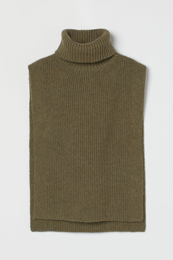 H&M Knitted Polo-neck Collar Khaki Green