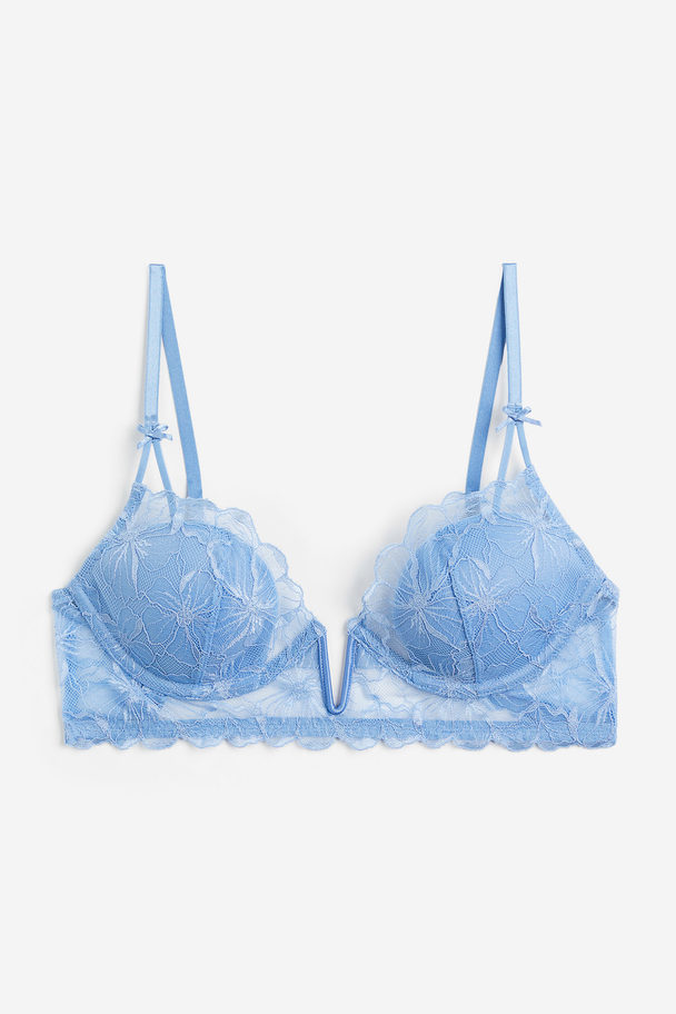 H&M Padded Underwired Lace Bra Sky Blue