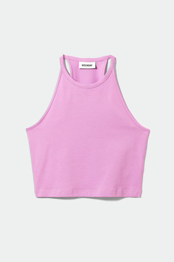 Weekday High Neck Crop Tank Top Pink