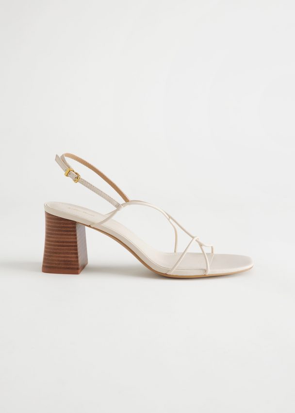 & Other Stories Strappy Leather Heeled Sandal White