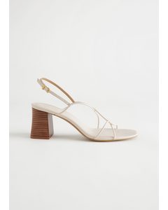 Strappy Leather Heeled Sandal White
