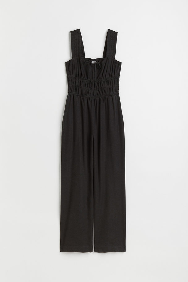 H&M Linen-blend Jumpsuit Black