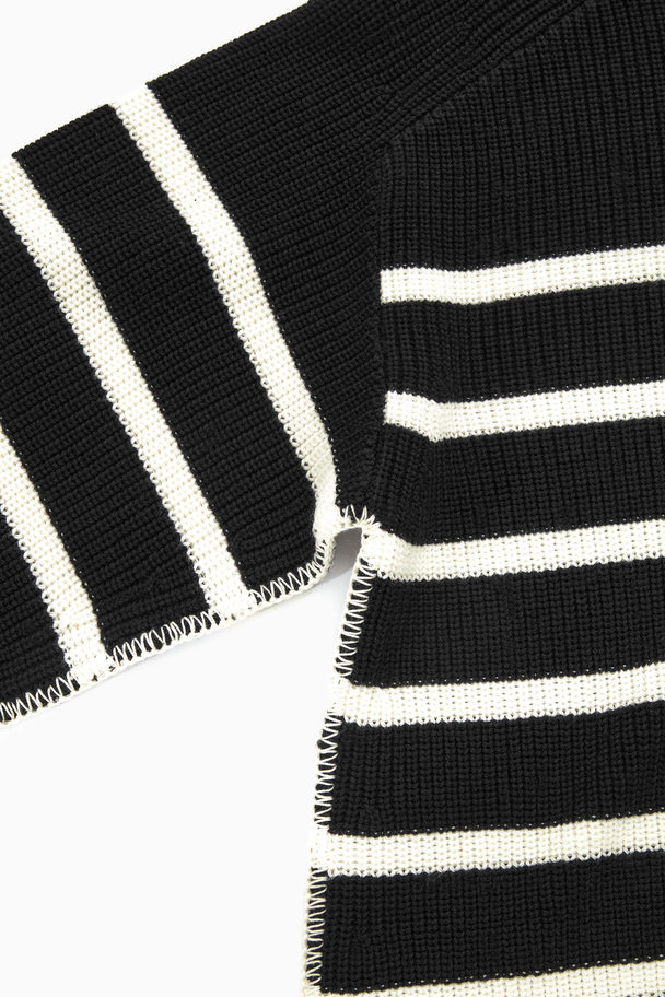 COS Striped Merino Wool Jumper Black / White / Striped