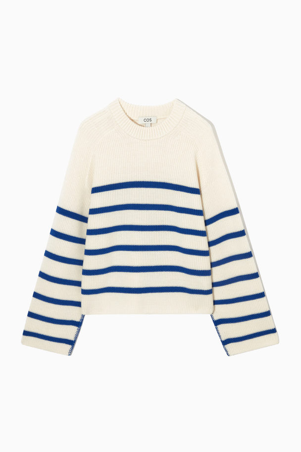 COS Striped Merino Wool Jumper White / Blue / Striped