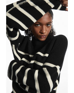Striped Merino Wool Jumper Black / White / Striped