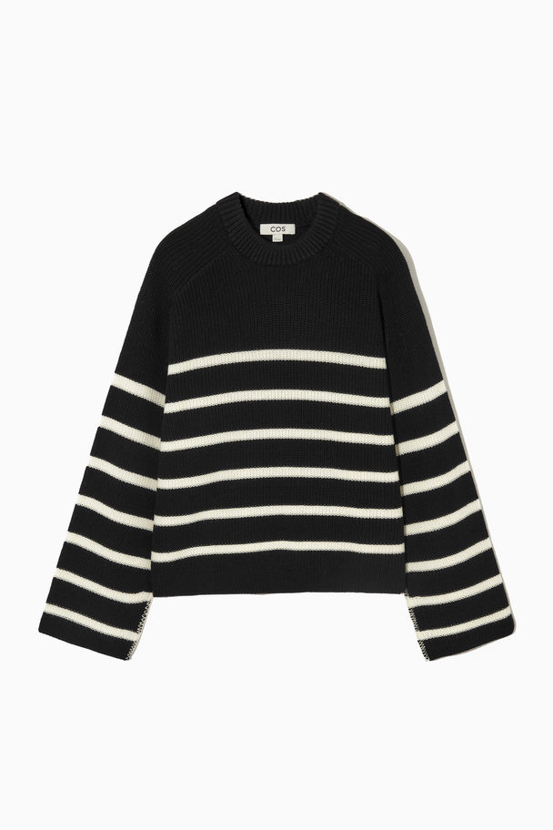 COS Striped Merino Wool Jumper Black / White / Striped