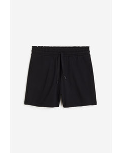Paperbag-shorts I Sweatshirtkvalitet Sort