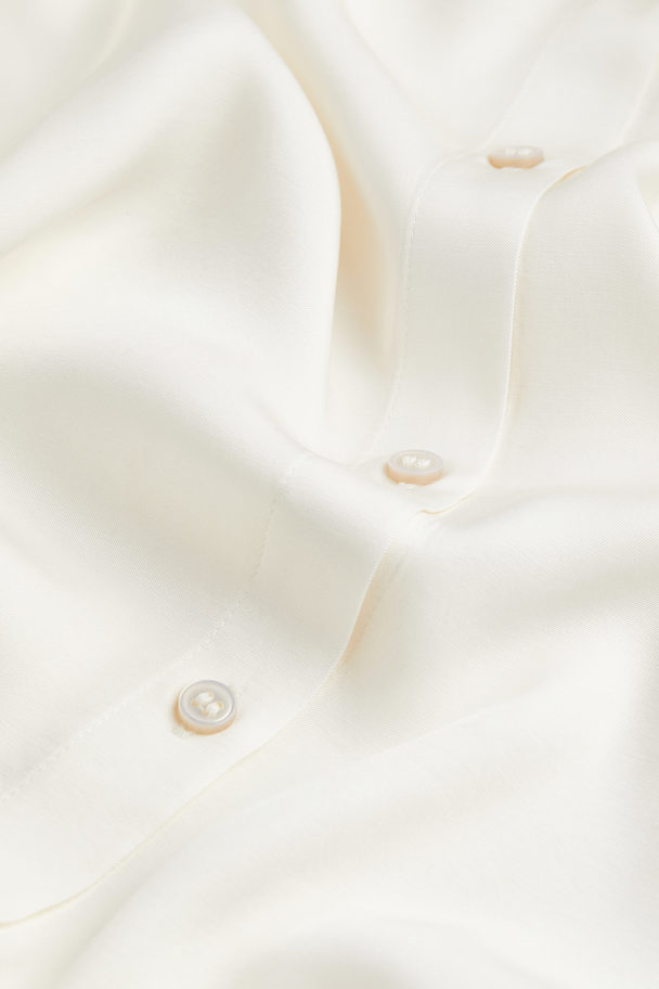 H&M H&m+ Mouwloze Satijnen Overhemdblouse Wit