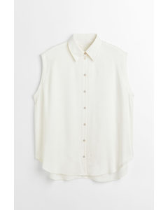 H&m+ Sleeveless Satin Shirt White