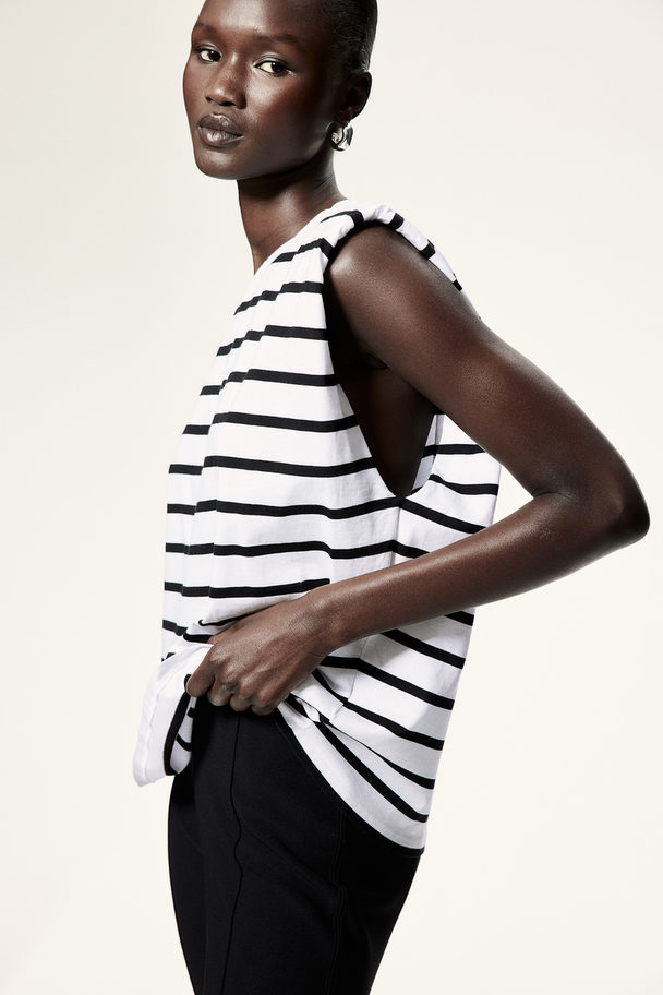 H&M Shoulder-pad Top White/striped