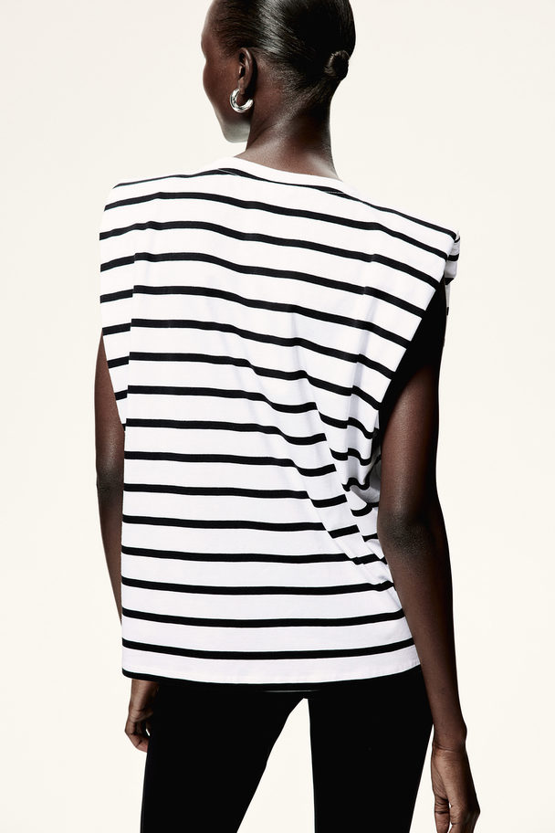 H&M Shoulder-pad Top White/striped