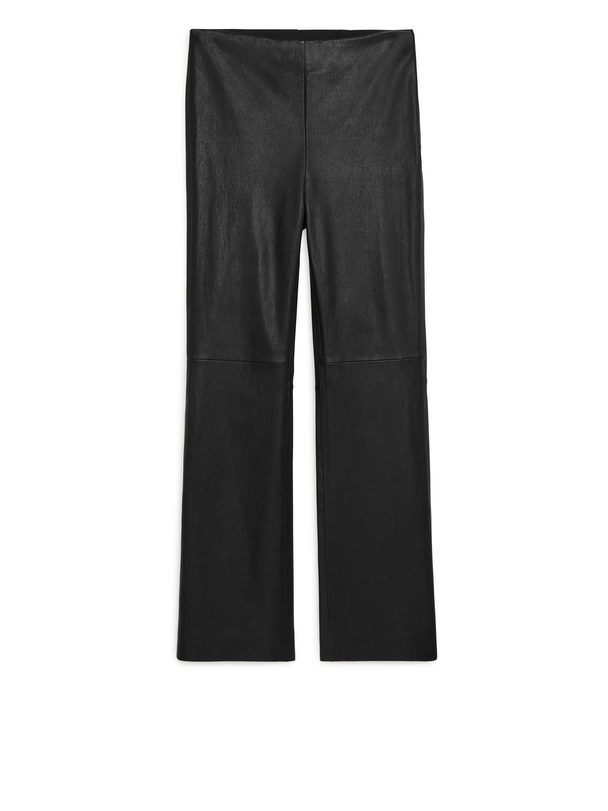 ARKET Cropped Stretch Leather Trousers Black