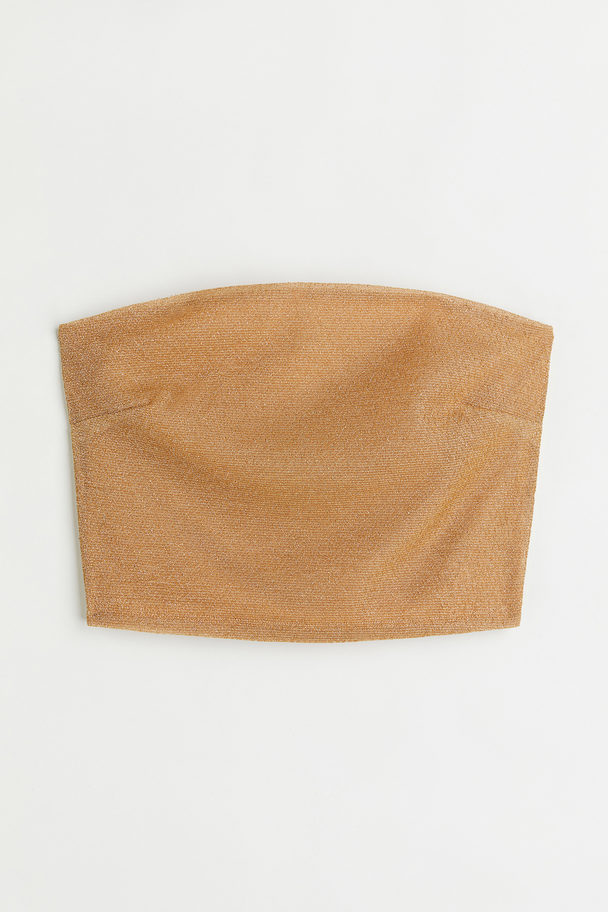 H&M Cropped Jersey Tube Top Gold-coloured
