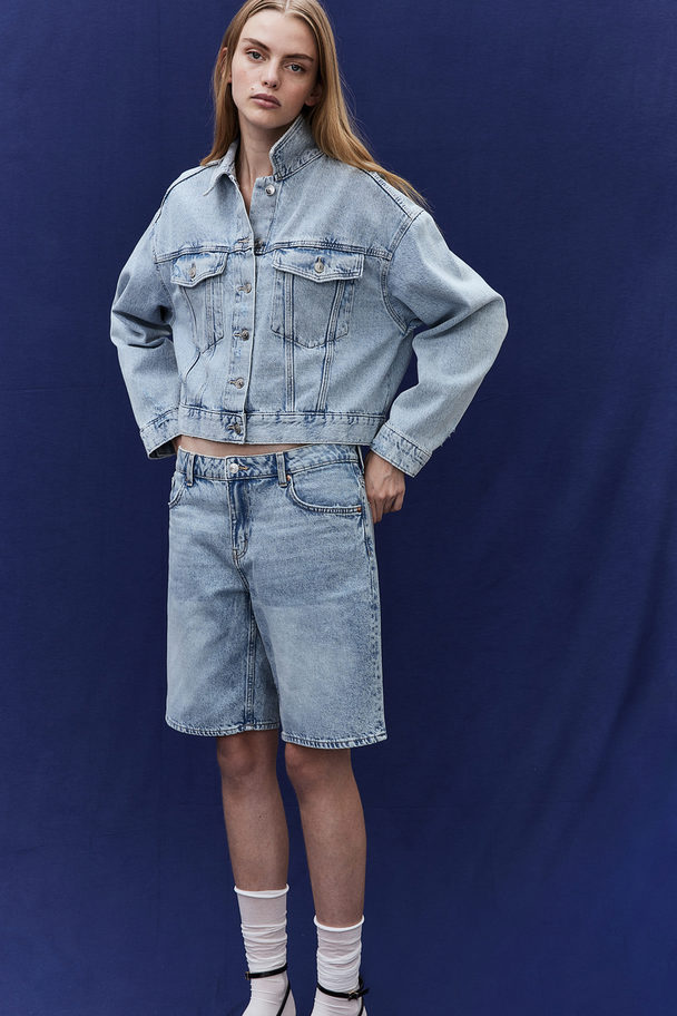 H&M Low Shorts I Denim Lys Denimblå