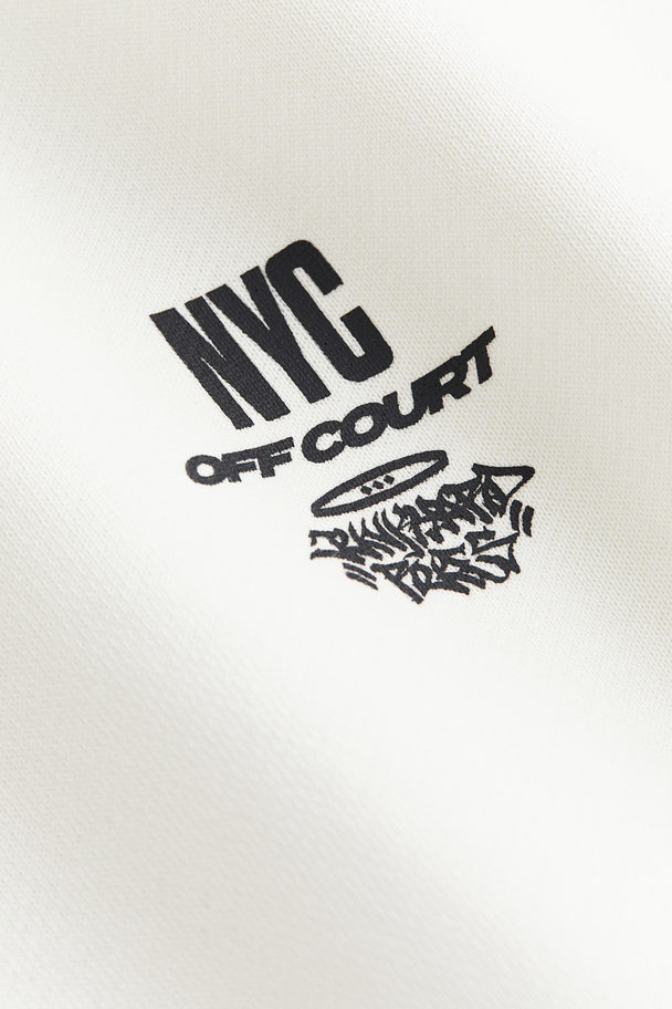 H&M Sweatshirt mit Print Relaxed Fit Weiß/NYC