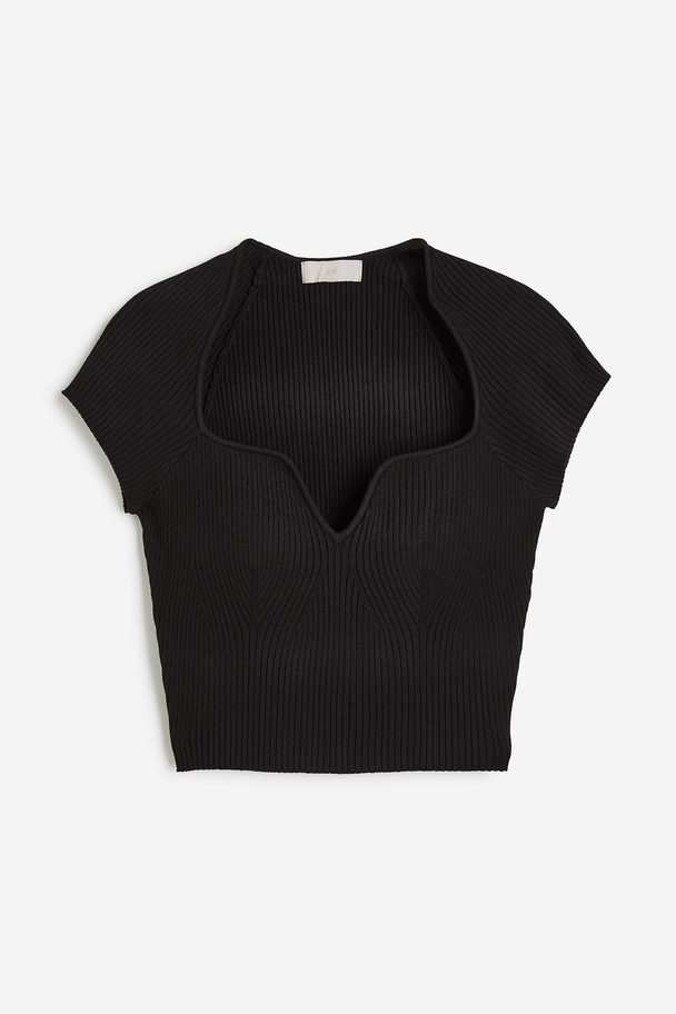H&M Rib-knit Top Black