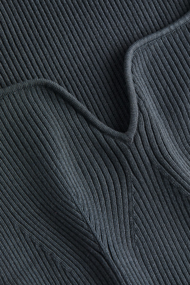 H&M Rib-knit Top Dark Dusky Green
