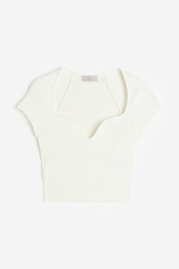 H&M Shirt in Rippstrick Weiß