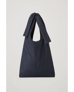 Knotted Strap Fabric Shopper Navy