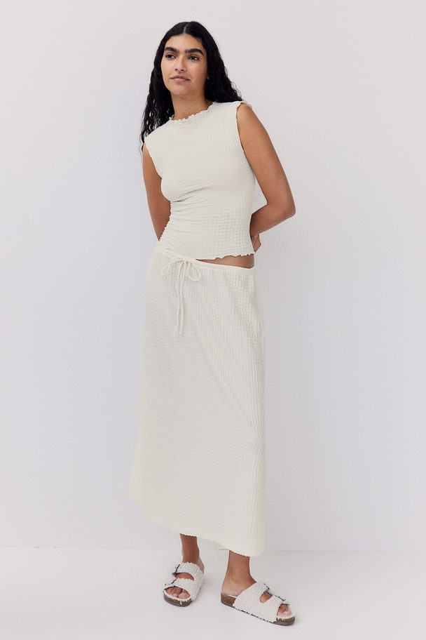 H&M Textured Jersey Skirt Cream