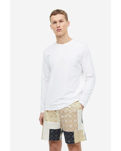 Regular Fit Pyjama Shorts Beige/block-patterned