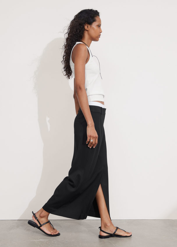 & Other Stories Tailored Pencil Midi Skirt Black