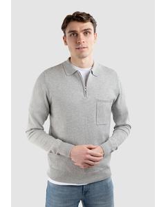 Lennox Knitted Half Zip - Light Grey