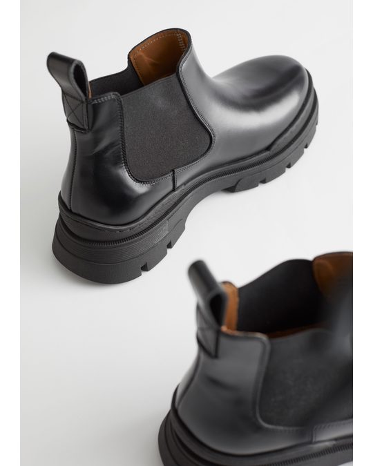 & Other Stories Chunky Leather Chelsea Boots Black