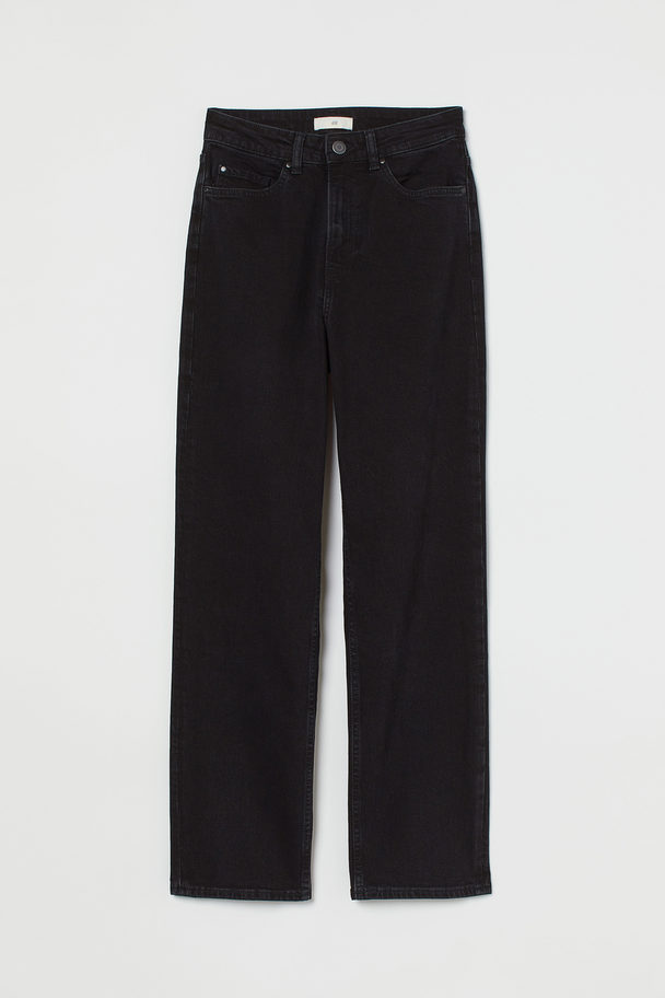 H&M Straight High Ankle Jeans Schwarz