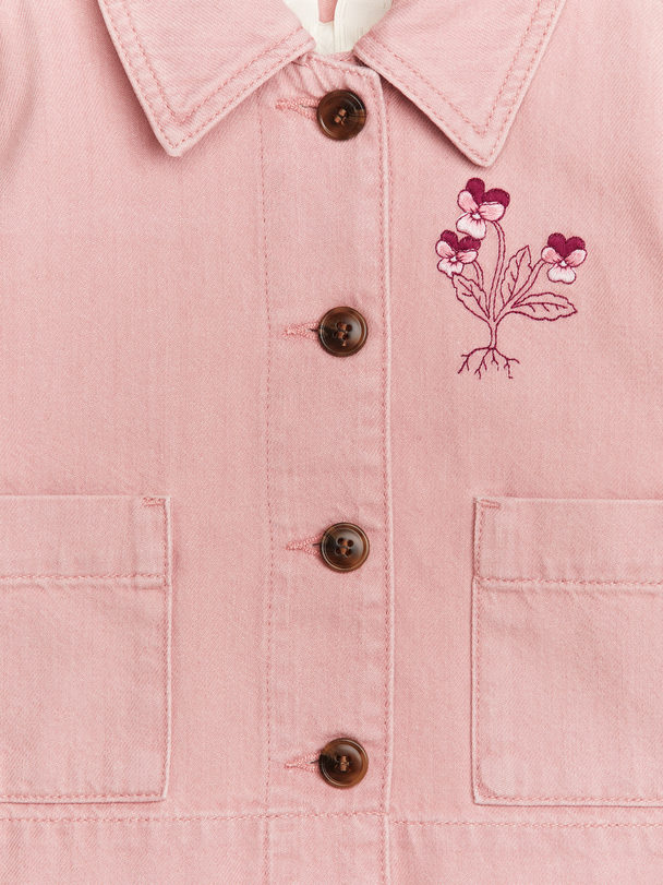 ARKET Cropped Denim Jacket Dusty Pink