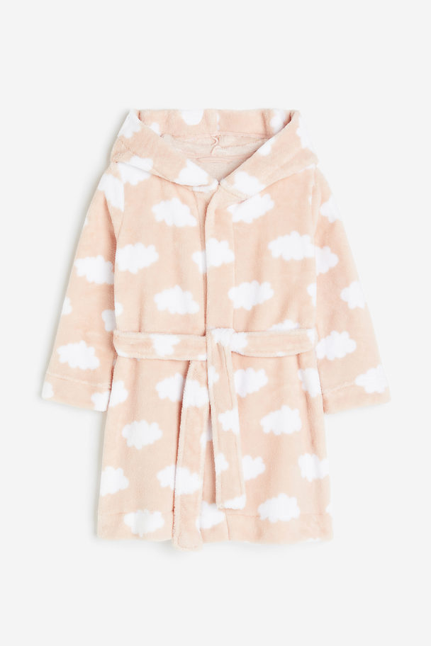 H&M Fleece Dressing Gown Light Pink/clouds