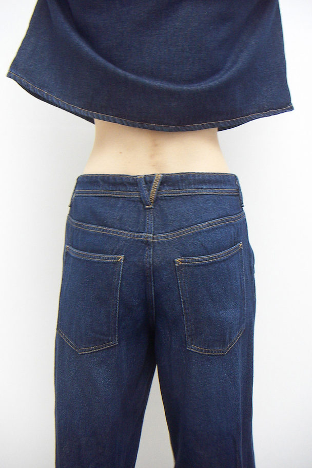 H&M Straight Regular Jeans Donker Denimblauw