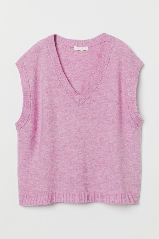 H&M V-neck Sweater Vest Pink Marl