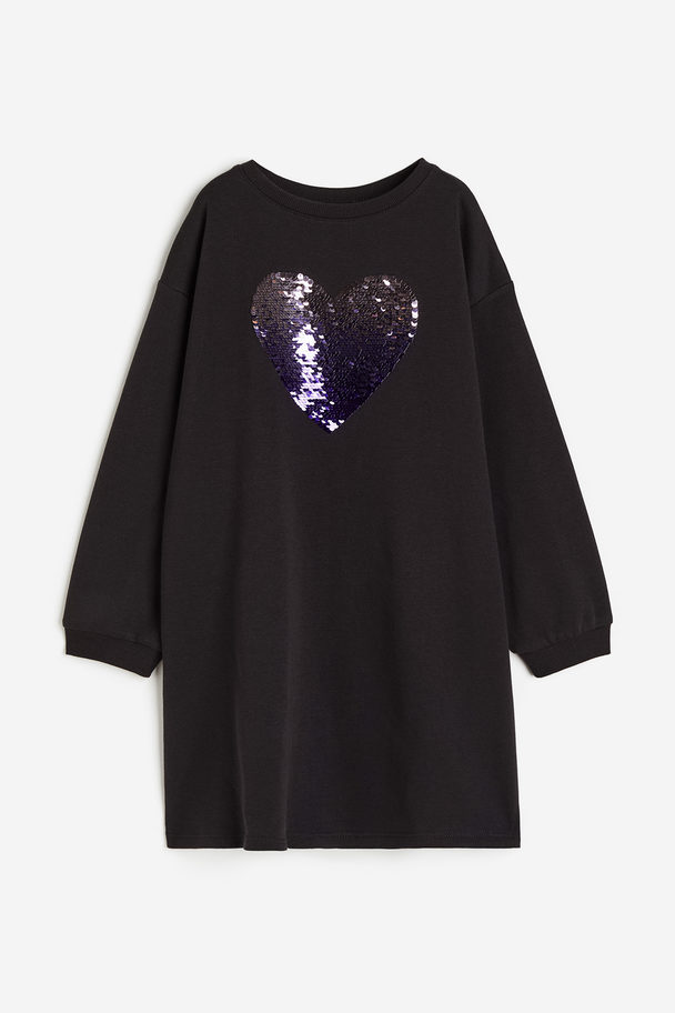 H&M Sequin-detail Dress Black/heart