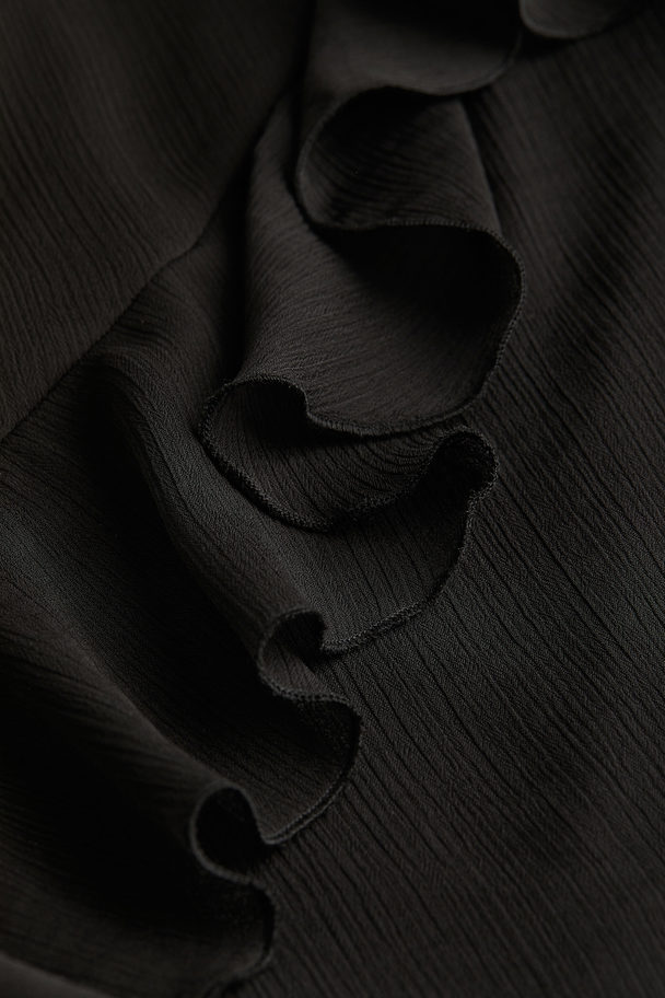 H&M Asymmetrisches Kleid mit Volants Schwarz