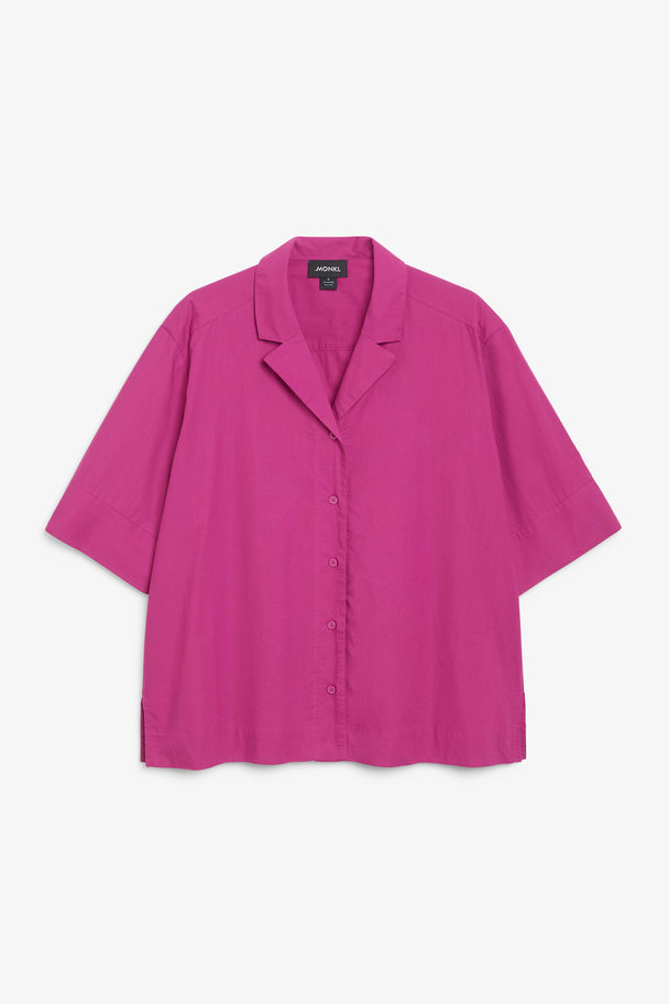 Monki Magenta Short Sleeve Shirt Pink Dark
