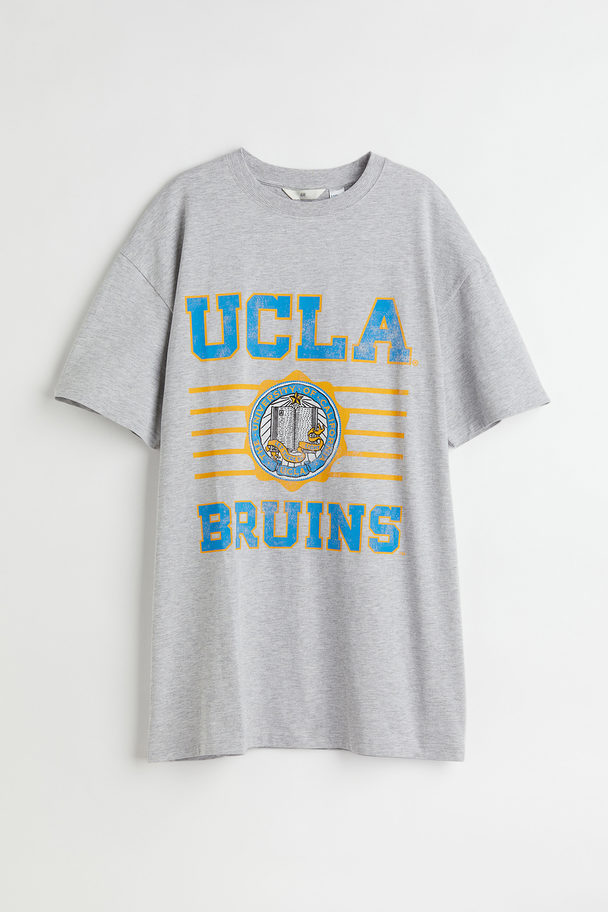 H&M Oversized T-Shirt mit Motivdetail Graumeliert/UCLA