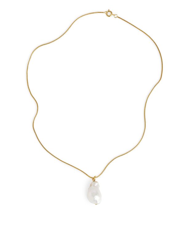 ARKET Freshwater Pearl Pendant Necklace Gold/white