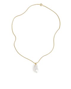 Freshwater Pearl Pendant Necklace Gold/white
